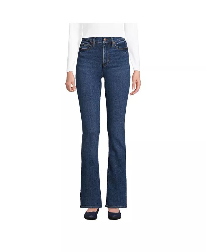 

Женские синие джинсы Recover Bootcut с высокой посадкой Lands' End, синий