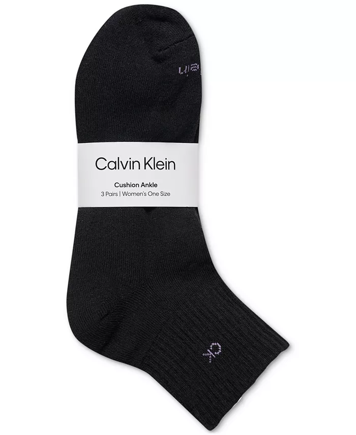 

Женские носки 3 пары с мягкой пяткой Calvin Klein, черный