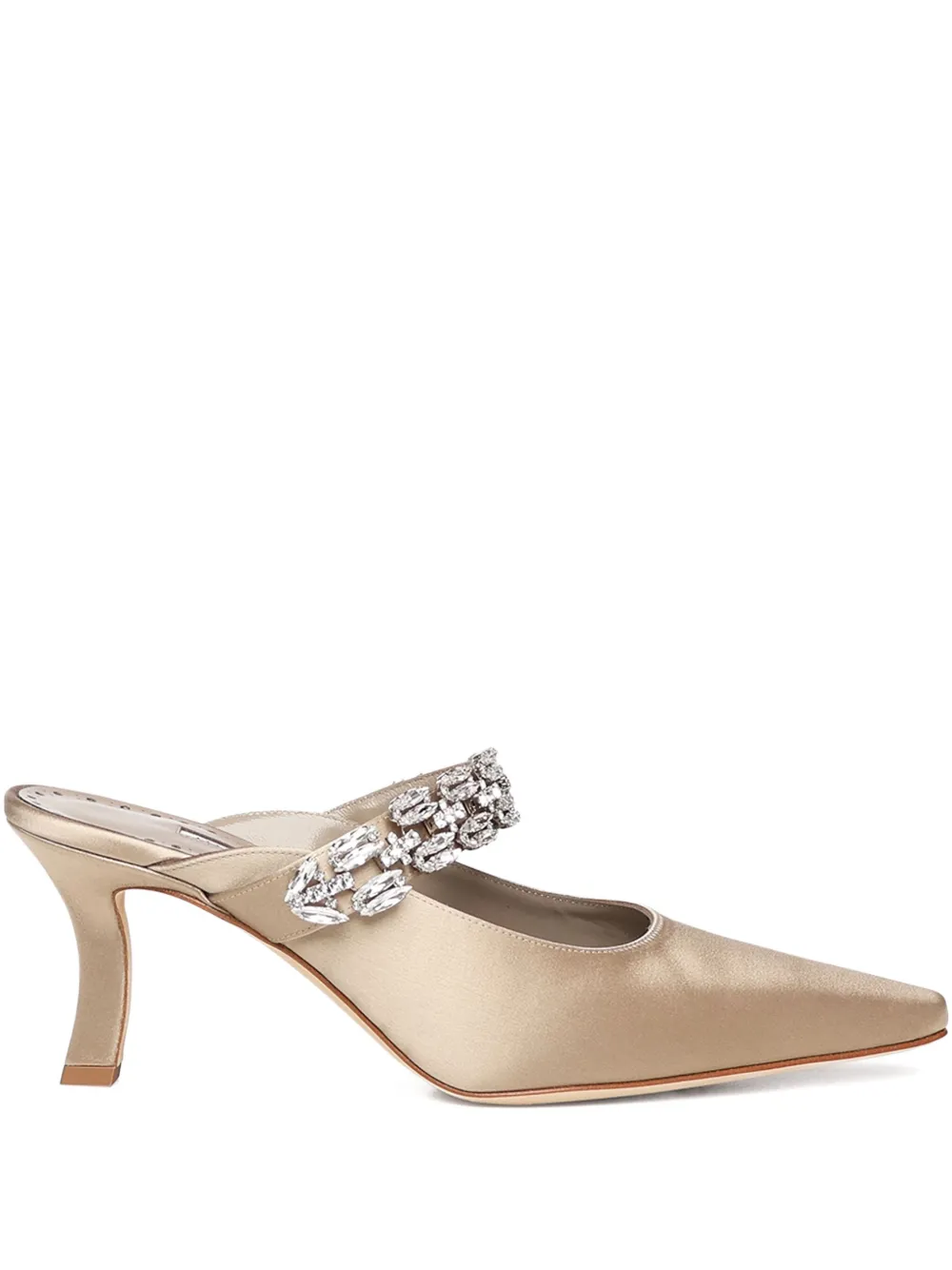 Туфли-лодочки на каблуке, украшенные кристаллами Manolo Blahnik, нейтральный
