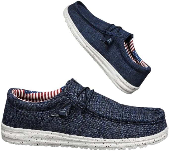 

Удобные дышащие лоферы - слипоны для мужчин для бега, вождения и походов - нескользящая, прочная подошва, повседневная обувь для ходьбы Hhhchpm, темно-синий