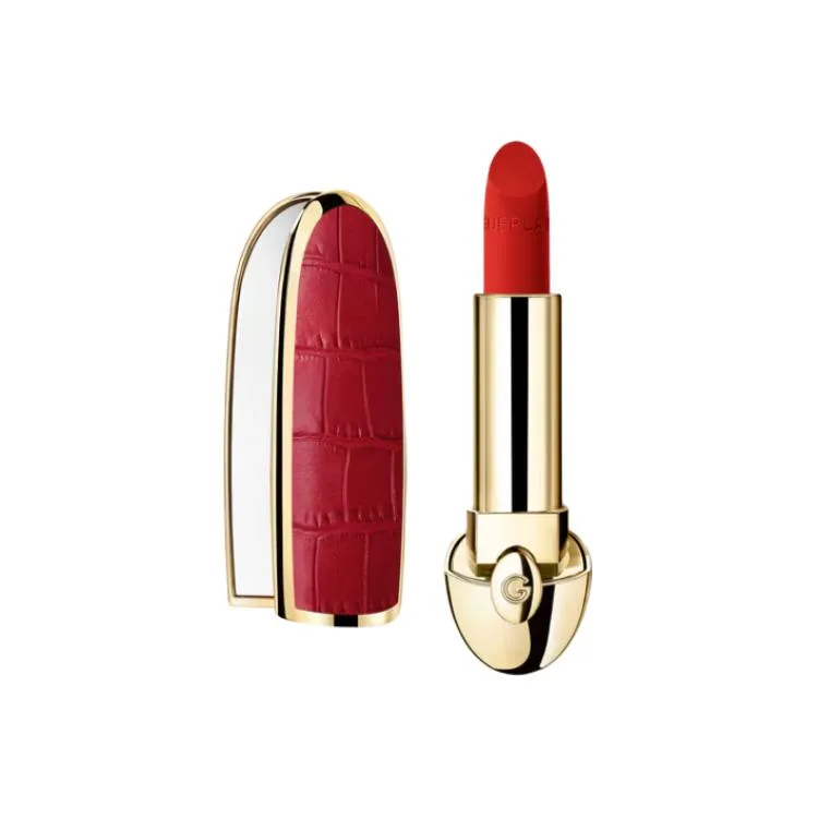 GUERLAIN Темно-красная помада с крокодиловым принтом, кремовая матовая, 3.5 г, #214 Blazing Cherry