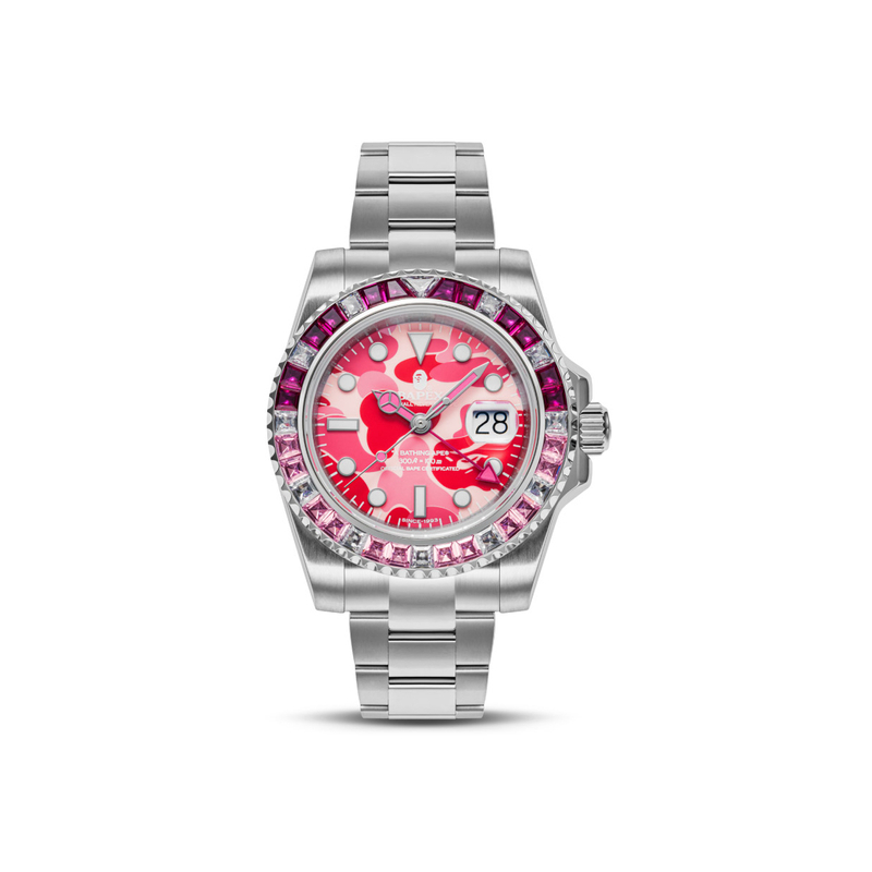 

A BATHING APE Часы Type 2 Bapex Abc Camo Crystal Stone, Pink PKX
