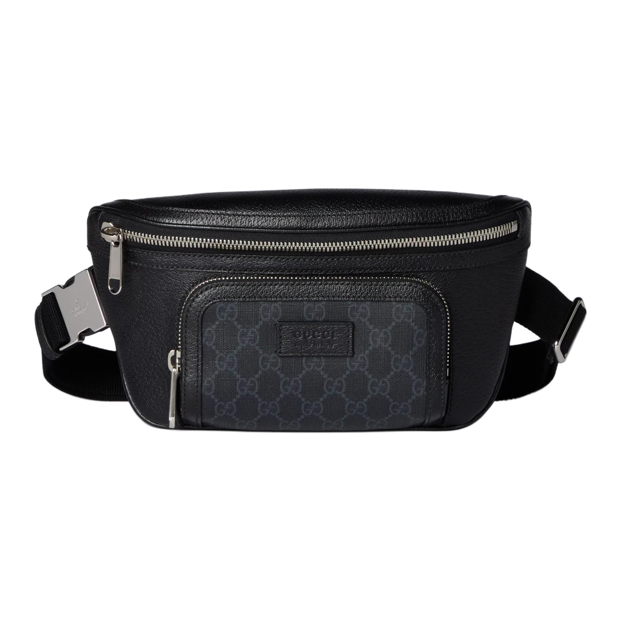 

GUCCI GG Supreme Canvas с кожаной поясной сумкой Small мужская черная