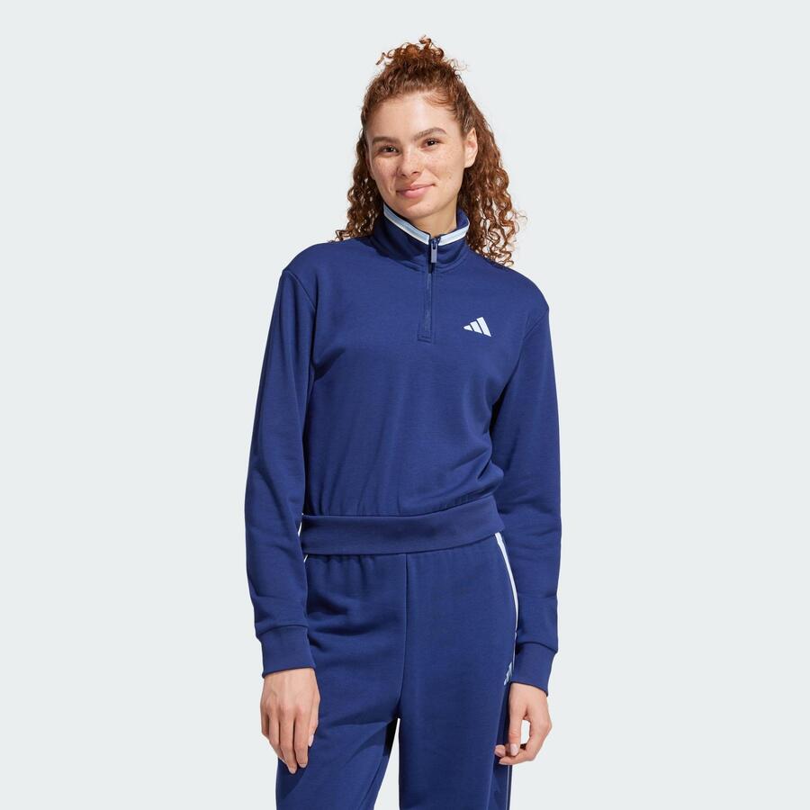 

ADIDAS Укороченная куртка Essentials Color Pop French Terry с застежкой-молнией на четверть оборота Originals