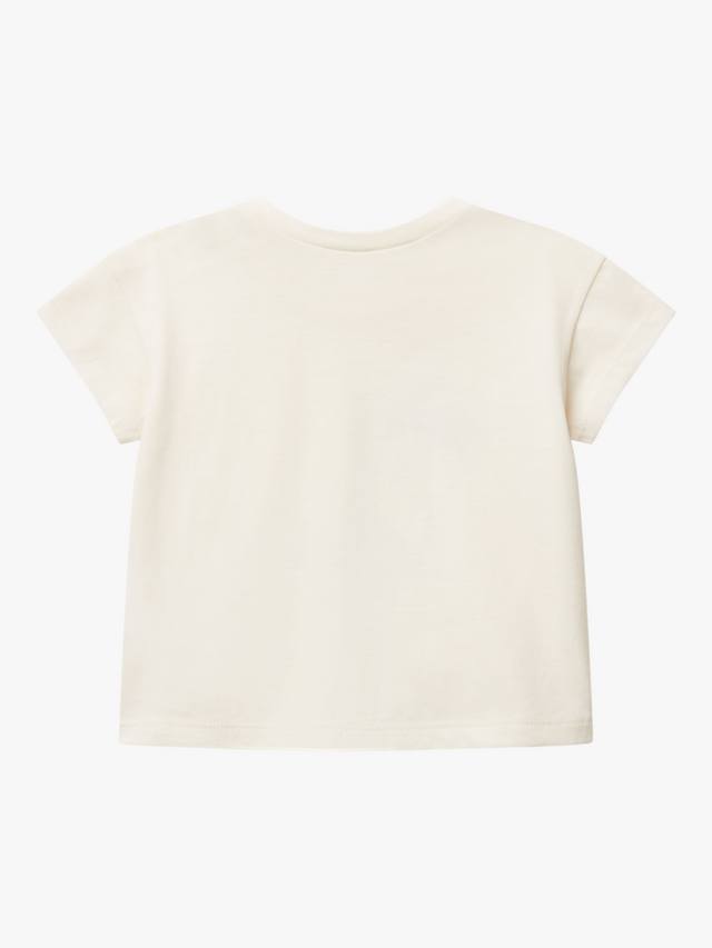 Футболка с аппликацией из хлопка в виде пальмы Benetton, White Cream — фото 2