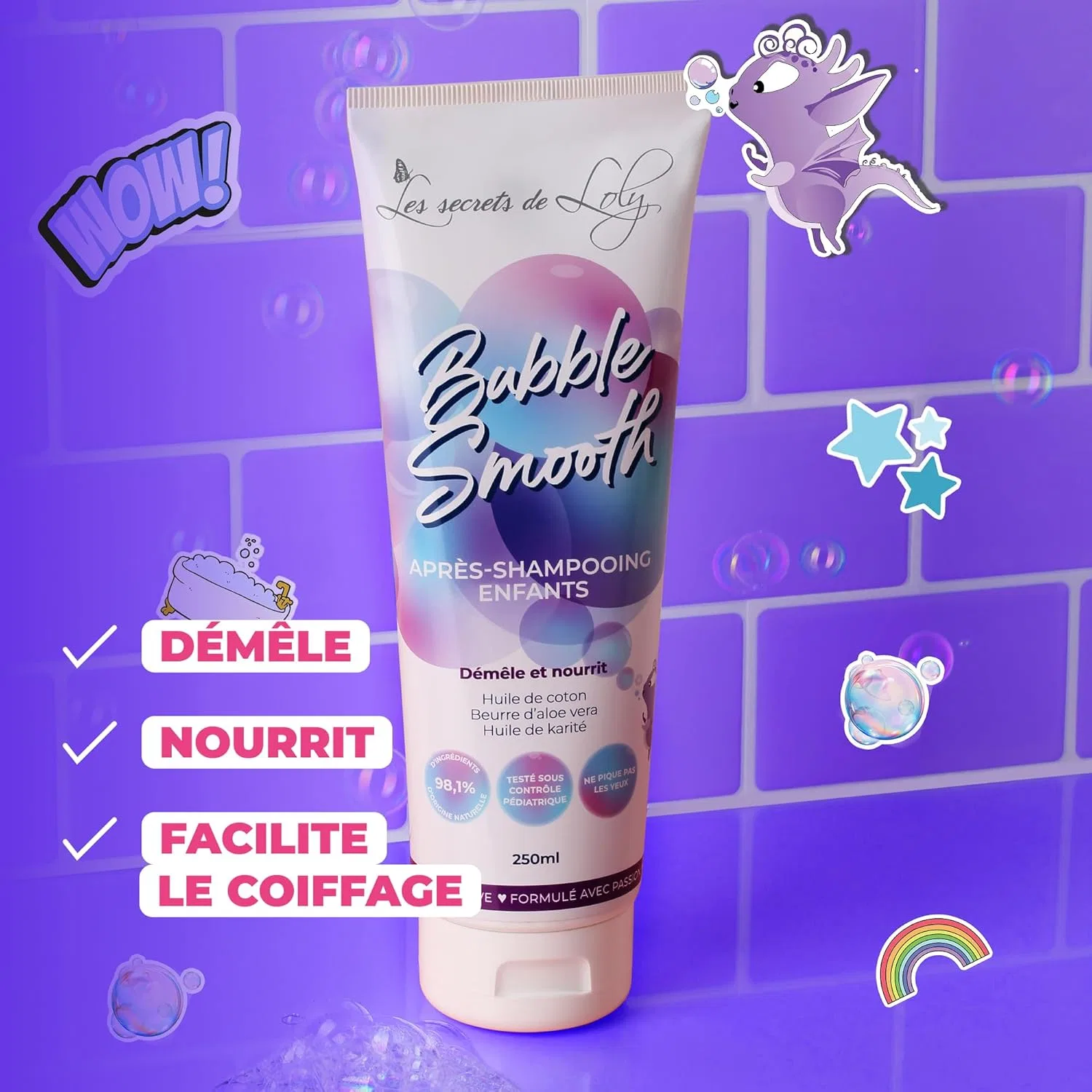 Детский кондиционер «Bubble Smooth Kids» для кудрявых волос от Les Secrets de Loly, 250 мл Les Secrets De Loly — фото 2