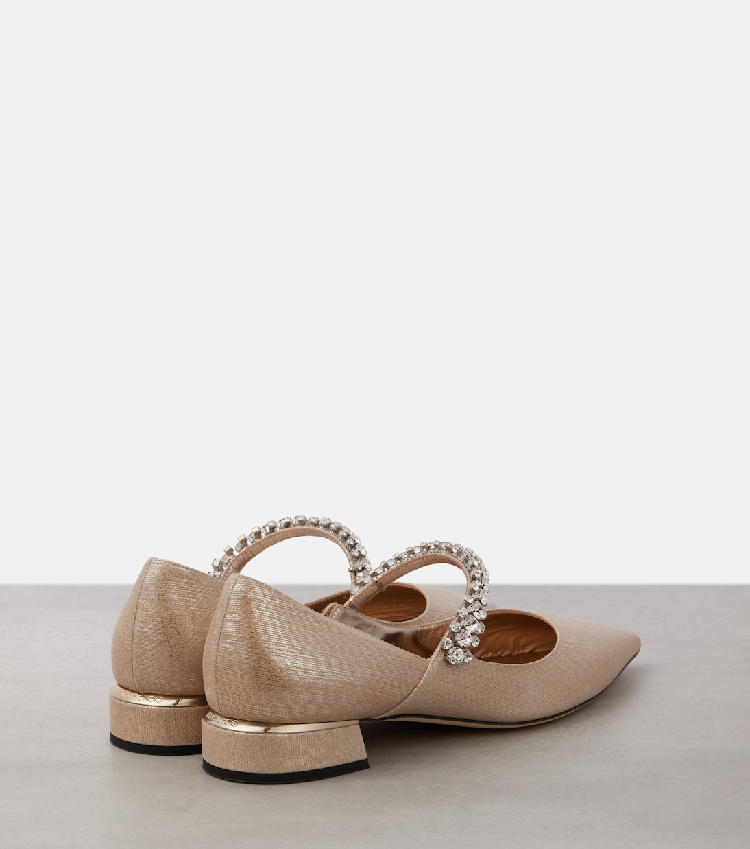Бирюзовые украшенные кожаные балетки Mary Jane Jimmy Choo, Soft Gold — фото 2