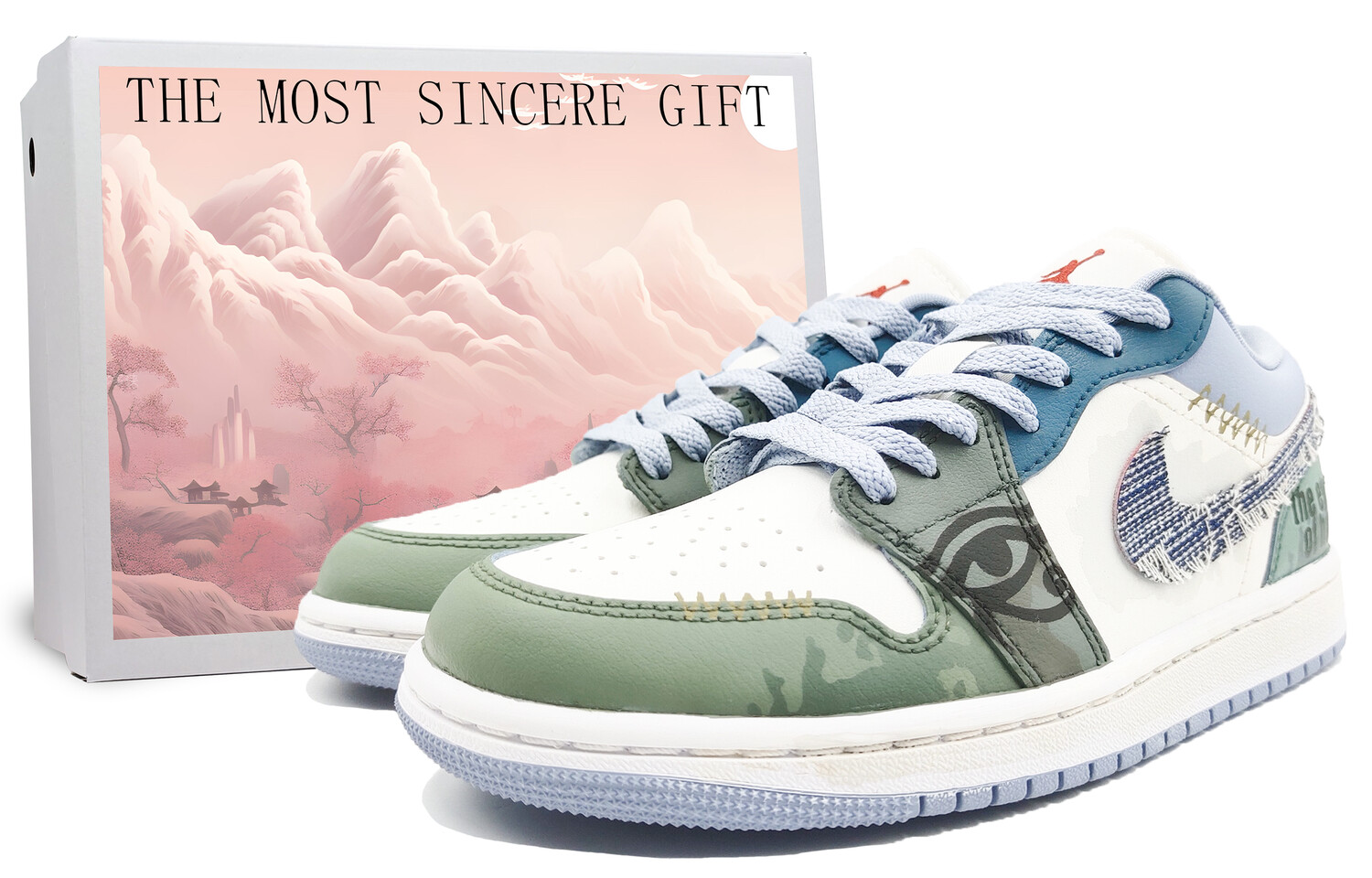 

Кроссовки Air Jordan 1 Vintage Basketball Shoes Women's Low-top Blue, зеленый