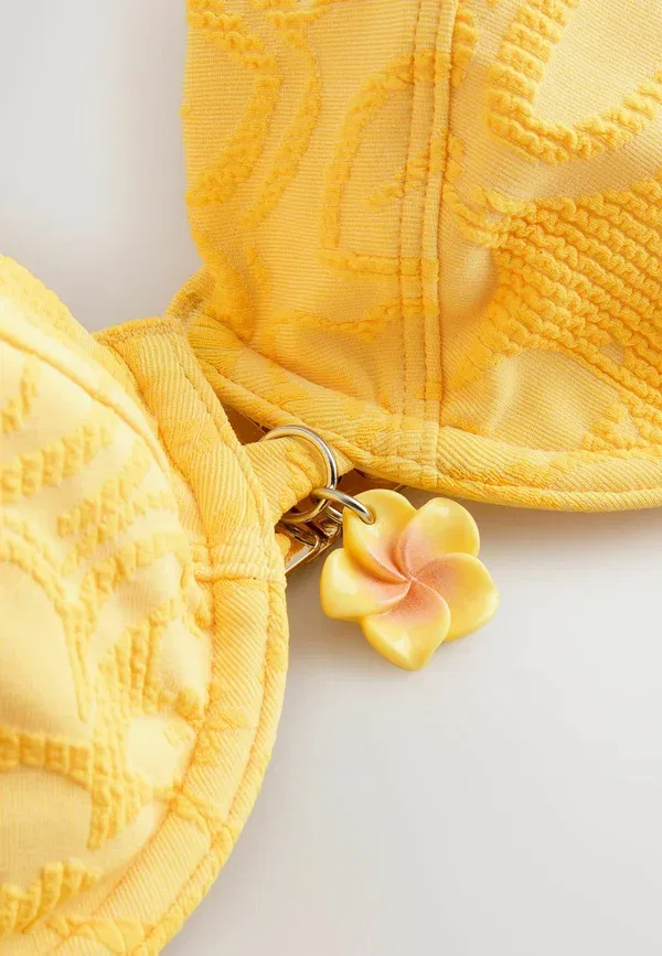 Топ-бикини Next, yellow floral jacquard, желтый цветочный жаккард — фото 2