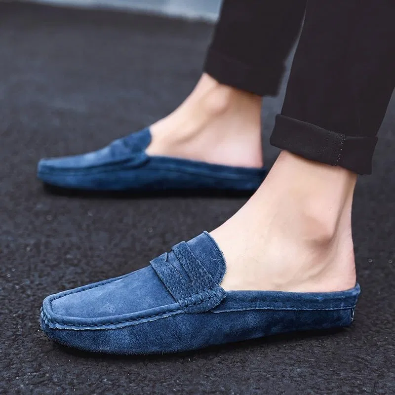 Мужские лоферы из нубуковой кожи, модель Penny Loafers, синий SayfuR — фото 2