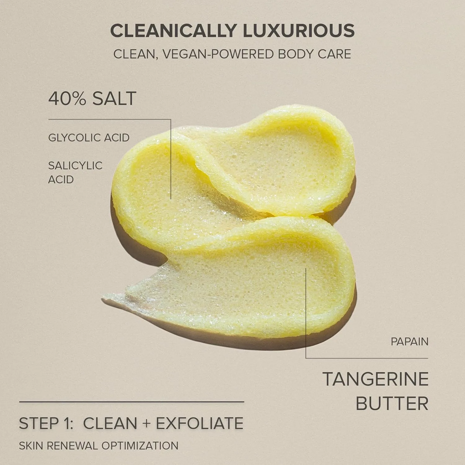 Nudestix Exfoliating Butter Body Wash - 3-в-1 очищающая пенка, скраб и средство для обновления кожи с солью, AHA/BHA и маслом мандарина, чистая, веганская формула с ароматом лаванды и бергамота, Clear — фото 3