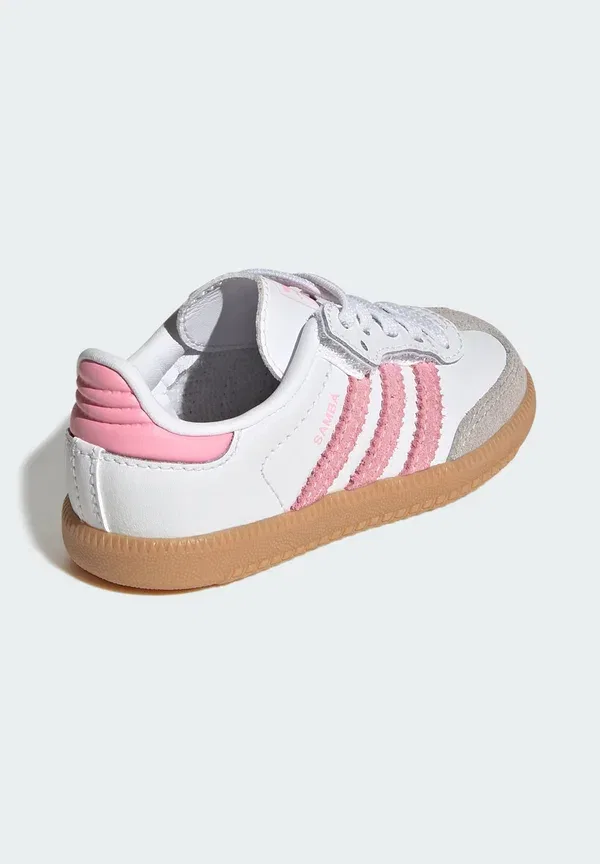 Кроссовки детские Adidas Originals Samba OG, бело-розовые с бежевой подошвой — фото 4