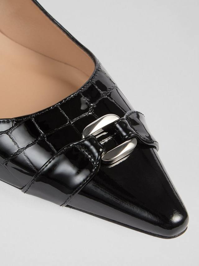 Закрытые туфли-лодочки из кожи Jen Croc L.K.Bennett, Black — фото 3