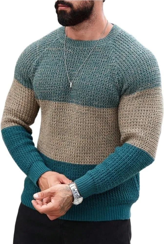 

Мужской свитер с регланными рукавами и круглым вырезом HBNCFTI