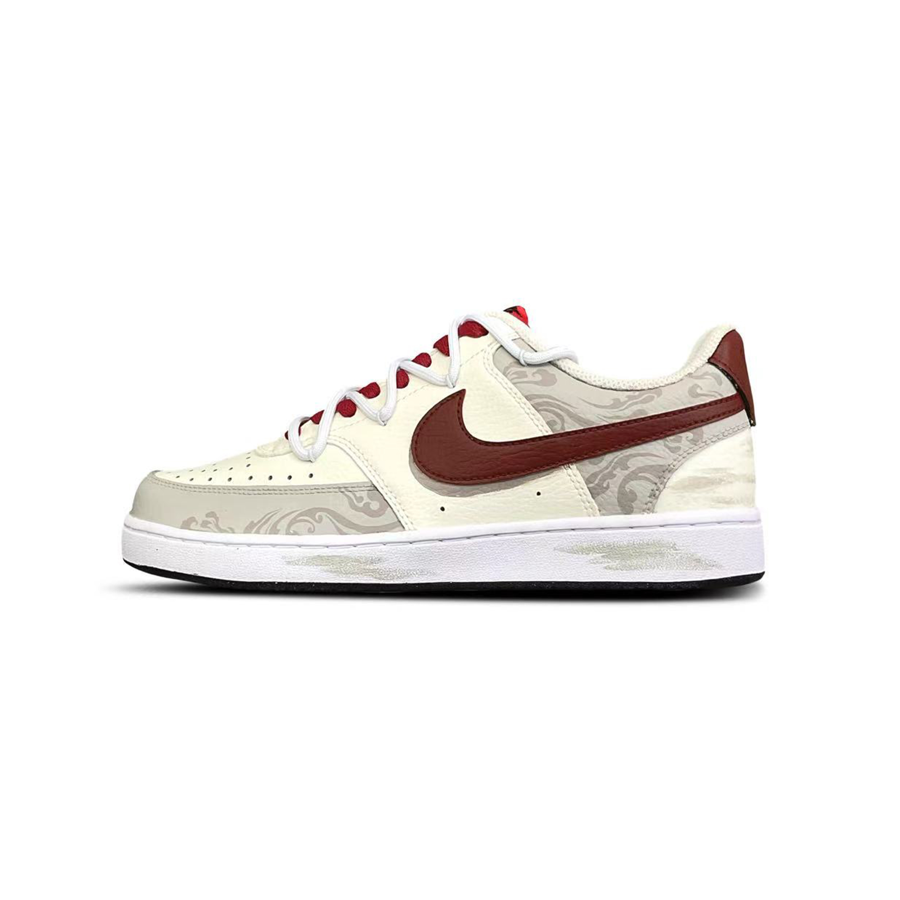 

Nike Кроссовки Court Vision 1 Tower Rabbit Coexistence с амортизацией, износостойкие, низкие, мужские, для скейтбординга, красные, белые