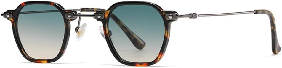 

LVTFCO Популярные модные маленькие женские солнцезащитные очки в стиле ретро с заклепками, мужские солнцезащитные очки с прозрачными градиентными линзами, Leopard Green Yellow