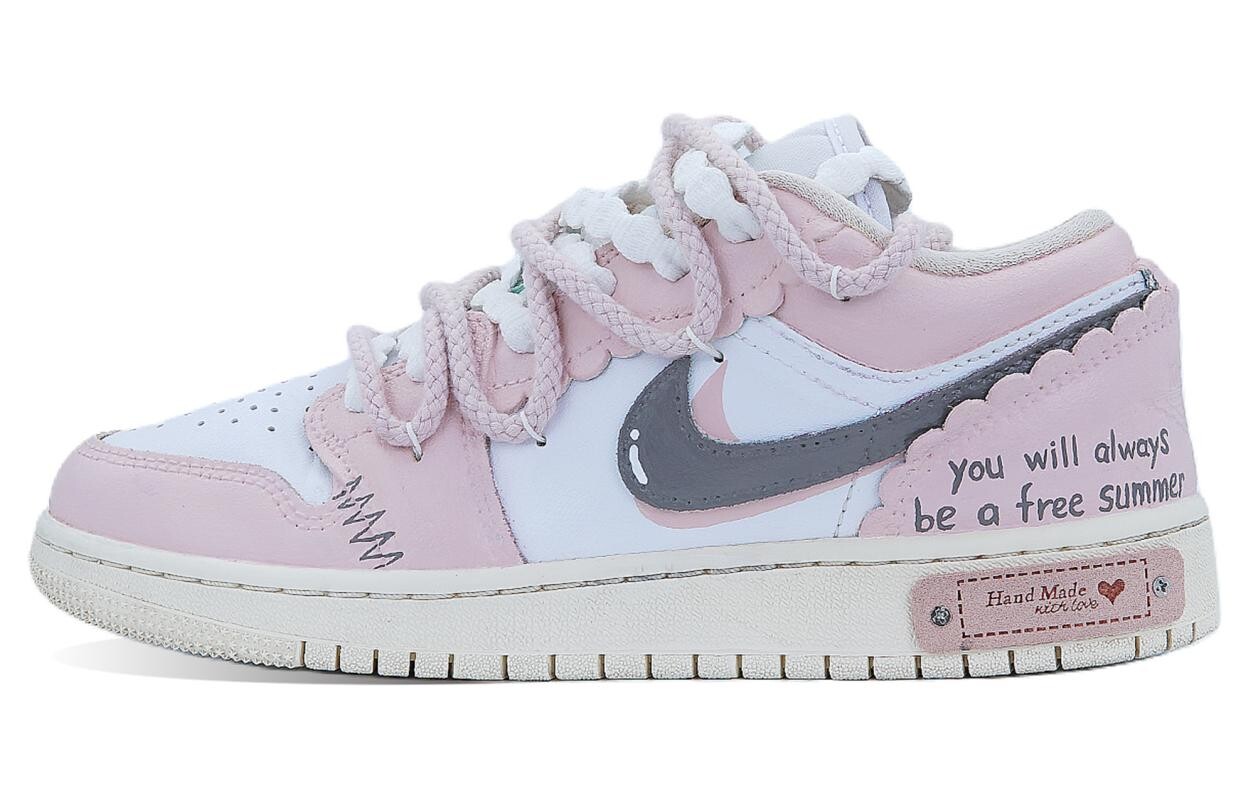 

Кроссовки Air JORDAN 1 Vintage Basketball Shoes Women's Low-Top White Pink, розовый