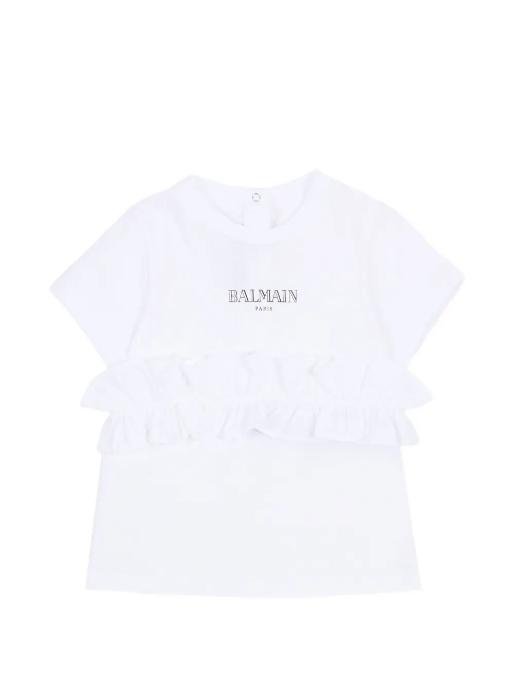

Футболка с короткими рукавами и оборками Balmain Kids, белый
