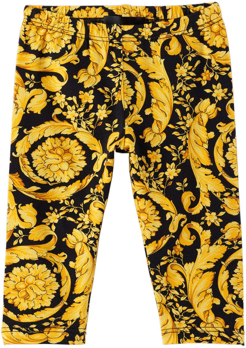 

Детские черно-желтые леггинсы Barocco Черный/Золотой Versace