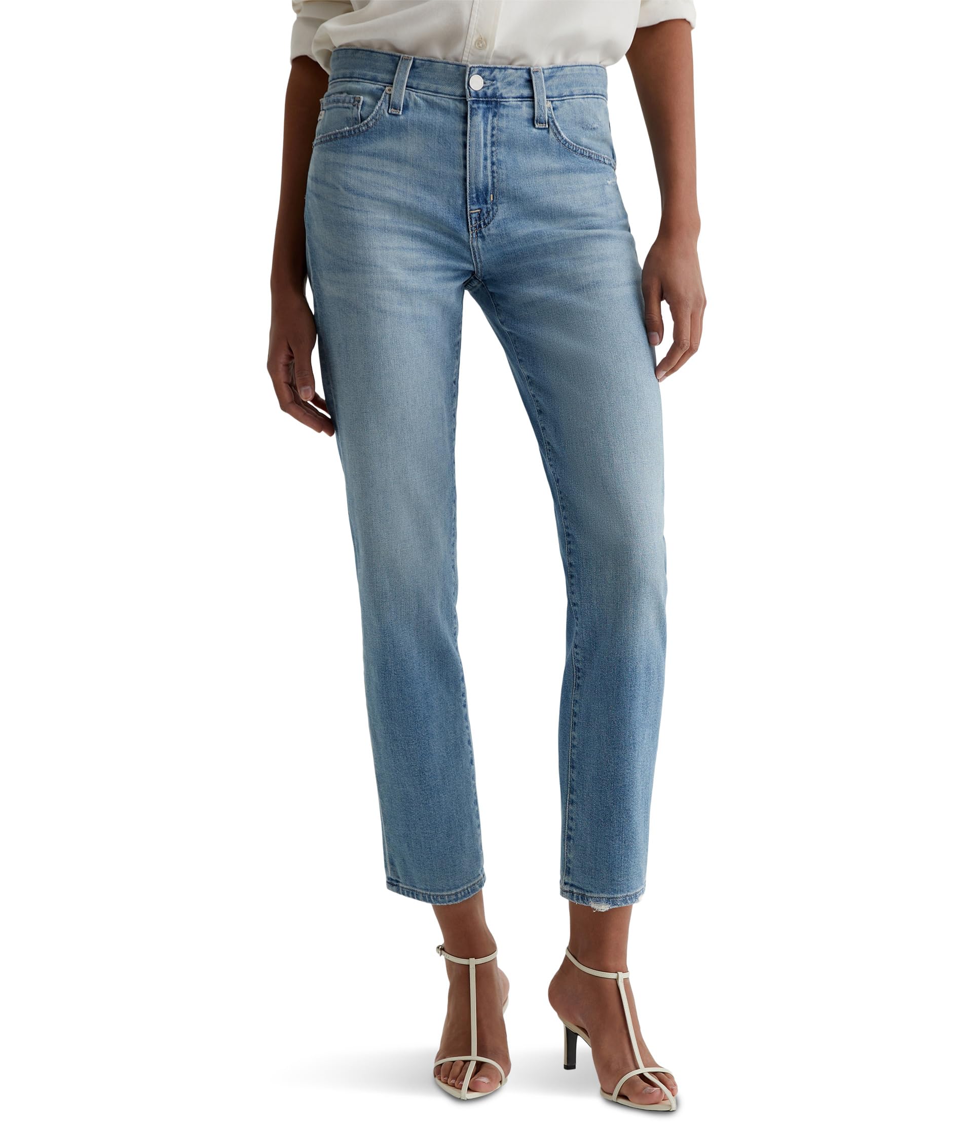 

Джинсы AG Jeans Ex-boyfriend Mid-Rise Slouchy Slim in Aries Destructed, цвет Aries Destructed