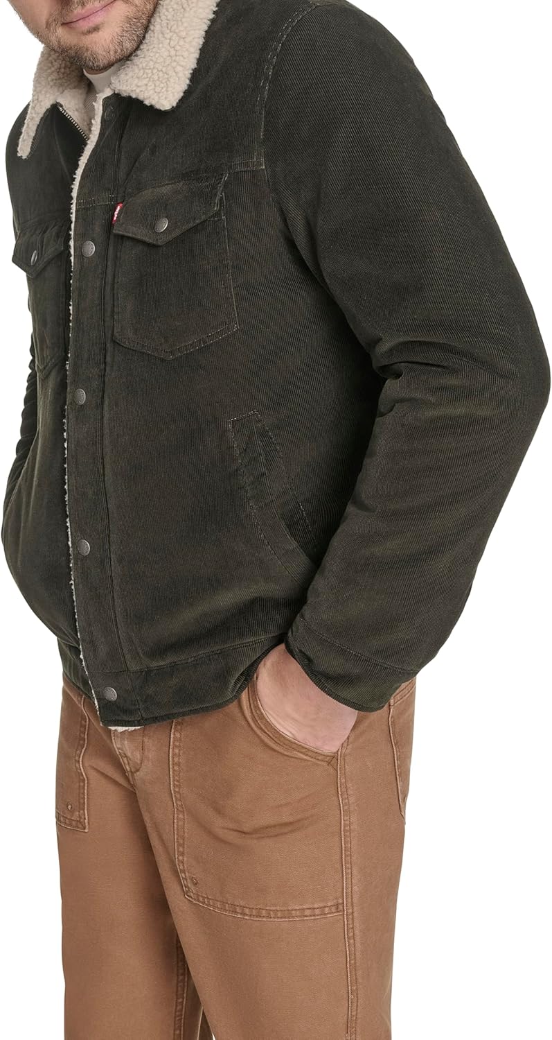 Мужская джинсовая куртка Levi's Cotton Trucker, Dark Olive Corduroy — фото 3