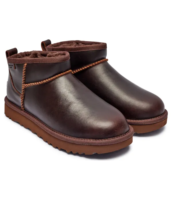 Кожаные зимние ботинки классические ультра мини Ugg, коричневый — фото 3