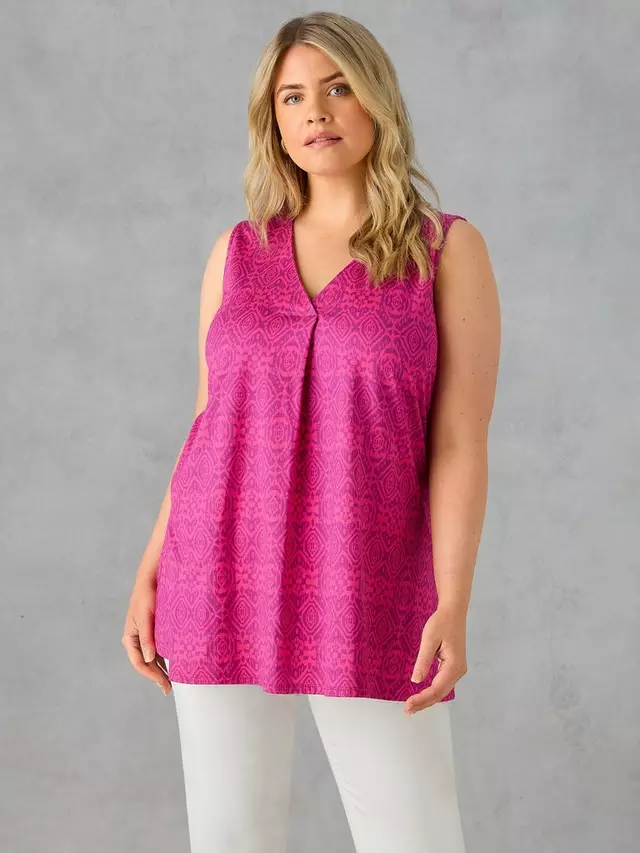 

Топ Live Unlimited Curve Geometric Pleat Front, цвет purple/multi