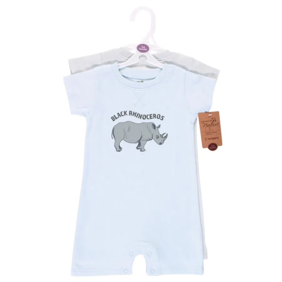 Комплект из 2 натуральных детских комбинезонов Touched by Nature, endangeкрасный rhino — фото 4