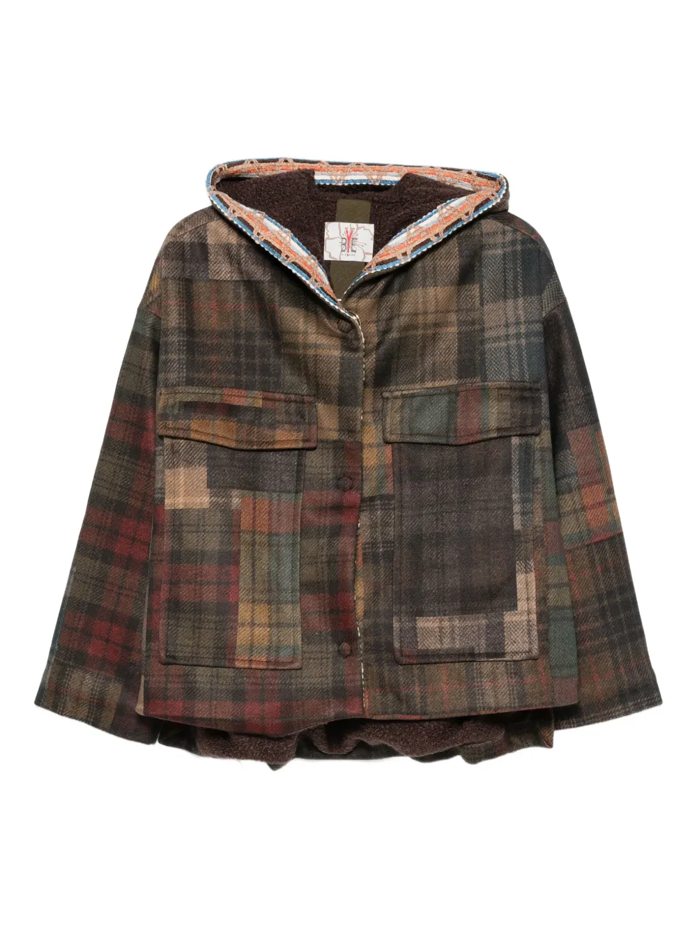 

Куртка в технике пэчворк с капюшоном Bye, коричневый