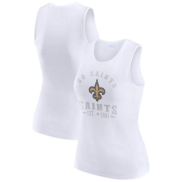 

Женский белый топ New Orleans Saints с ребристым принтом Wear By Erin Andrews