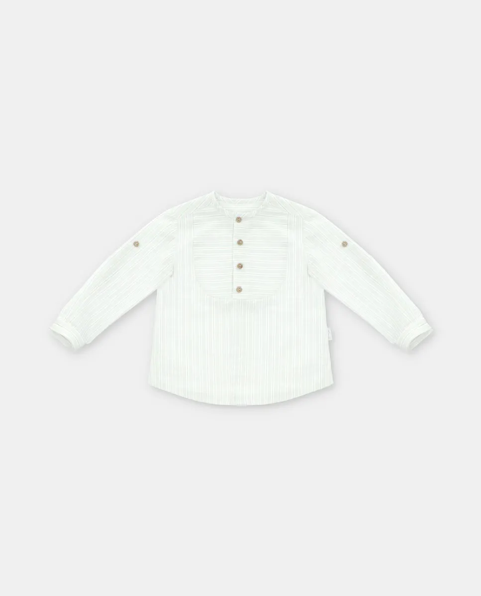 

Рубашка для мальчика с мандариновым воротником и зеленым полосатым принтом Martín Aranda, светло-зеленый