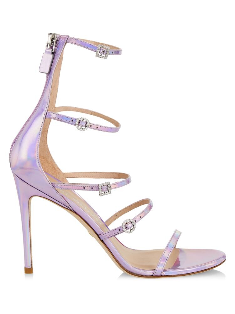 

Кожаные сандалии с пряжками в нудистском стиле Stuart Weitzman, фиолетовый