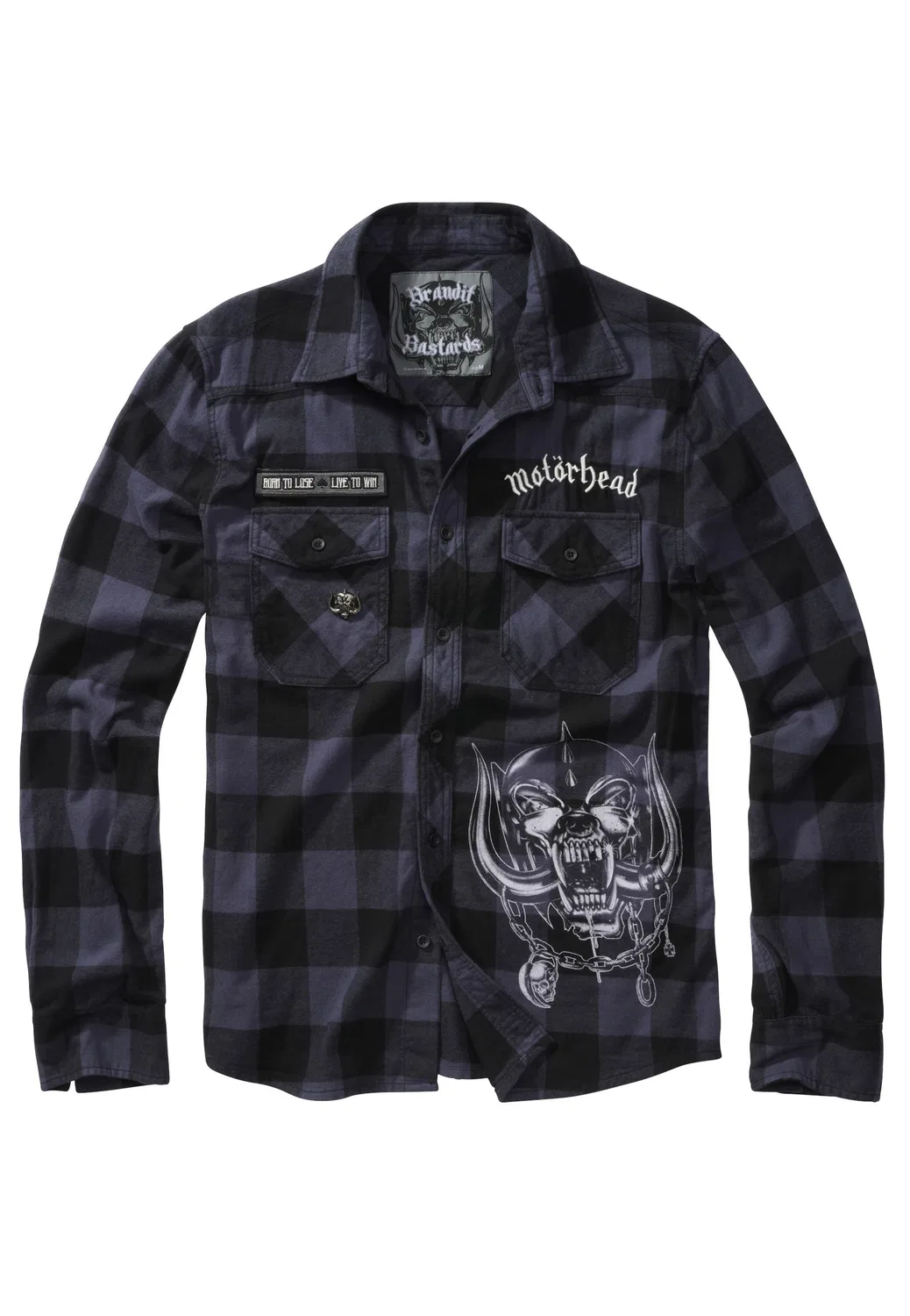 Фланелевая рубашка с принтом, Brandit, black/grey