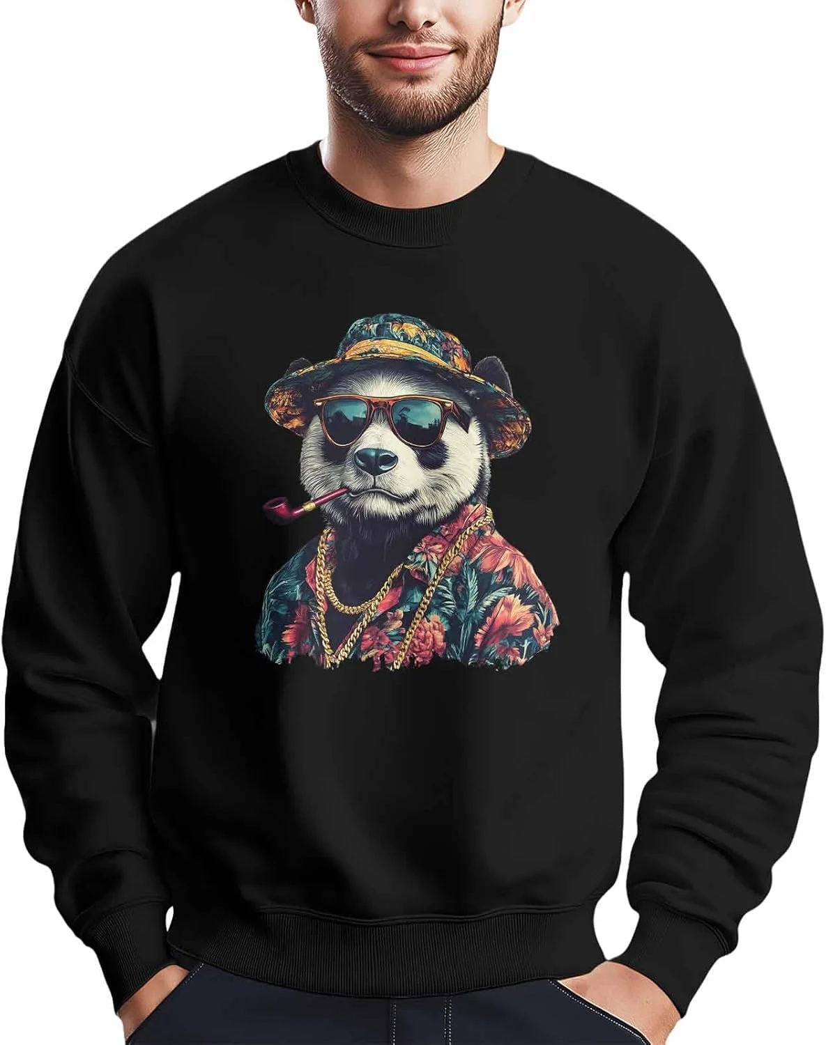 

Мужской свитшот Panda с принтом "Курение в шапке" Winvebermior