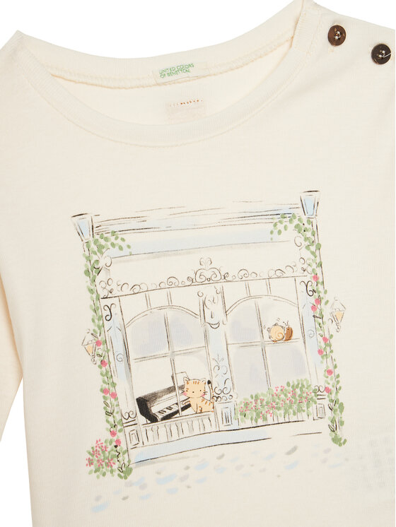 Блузка обычного кроя 3I9WA105Q United Colors Of Benetton, бежевый — фото 3