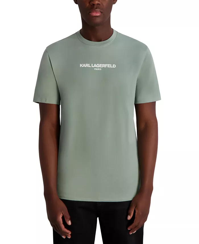 

Мужская футболка с коротким рукавом и круглым вырезом с логотипом KARL LAGERFELD PARIS, зеленый