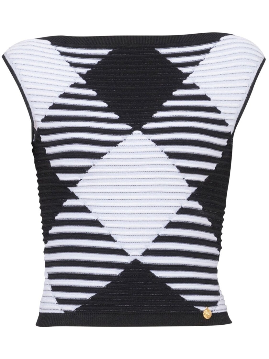 

Balmain укороченный топ в клетку гингем, черный