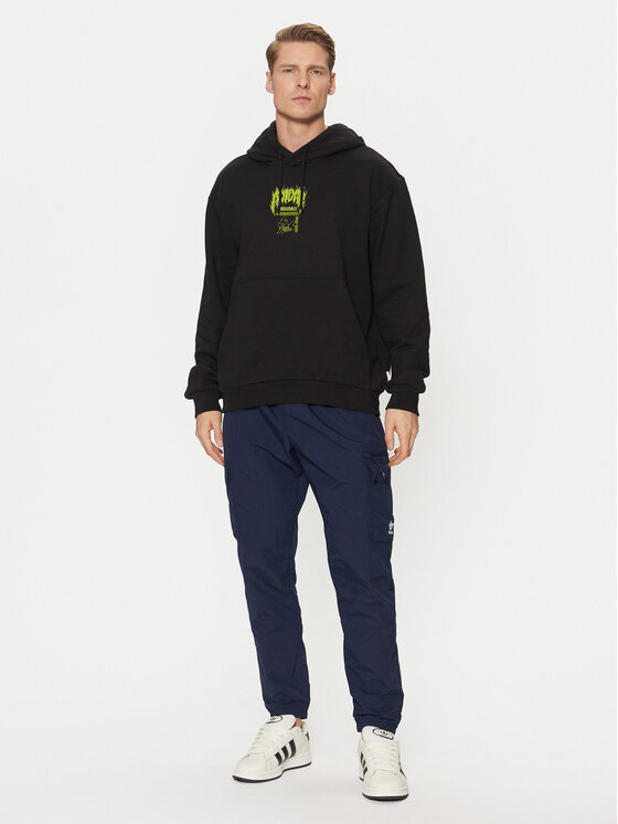 Свободный крой толстовка Q12 Training Supply Fashion Death Metal JN5703 Adidas, черный — фото 2