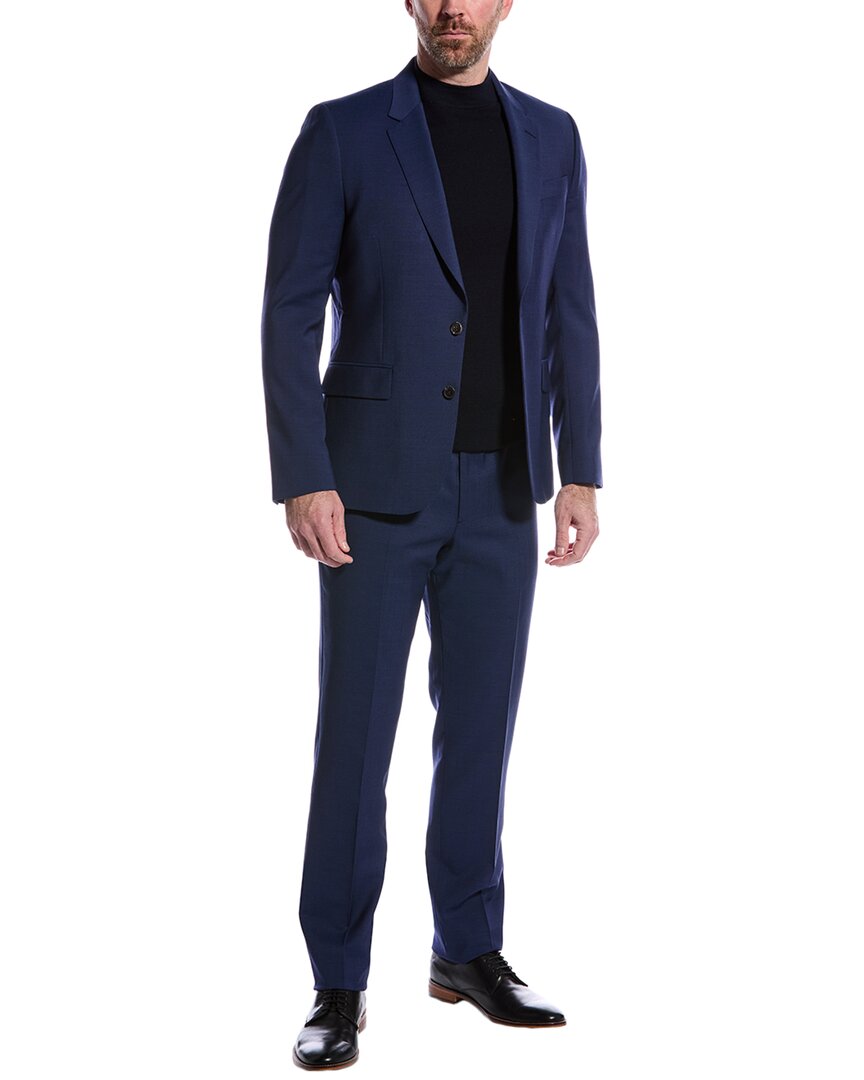

Paul Smith 2-х предметный шерстяной костюм, приталенный по фигуре, синий