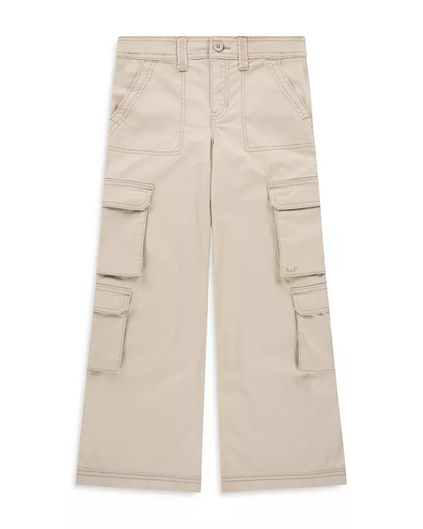 

Детские брюки-карго с высокой посадкой и широкими штанинами из тканого материала - для малышек и девочек постарше. Abercrombie Kids, коричневый
