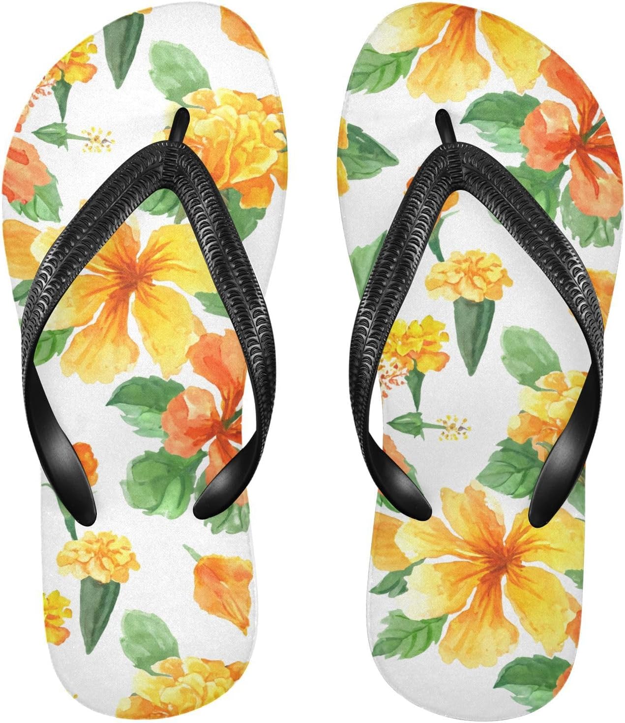

Желтые шлепанцы с рисунком бархатцев, пляжные сандалии-вьетнамки, резинескользящие летние тапочки для ходьбы, обувь для мужчин и женщин Sinestour