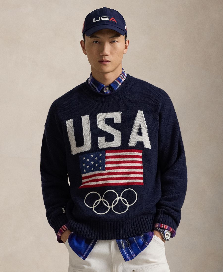 

Свитер с высоким воротником из шерстяной смеси с символикой сборной США Polo Ralph Lauren, Navy Combo