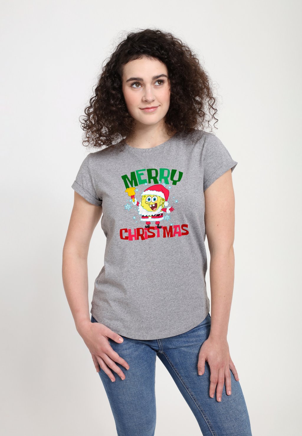 

Футболка с принтом SPONGEBOB SQUAREPANTS MERRY CHRISTMAS SANTA SPONGEBOB Henry Tiger, серый