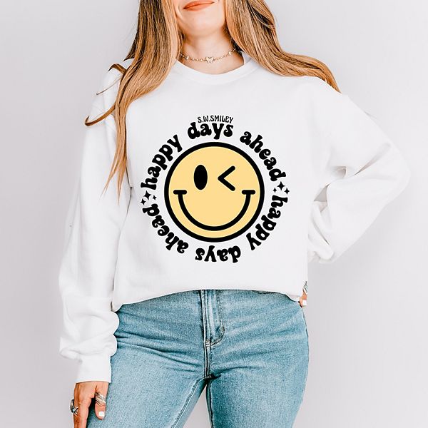 

Футболка Sweatshirt SWSmiley happy days ahead smiley face Simply Sage Market, White, Белый, Футболка Sweatshirt SWSmiley happy days ahead smiley face Simply Sage Market, White