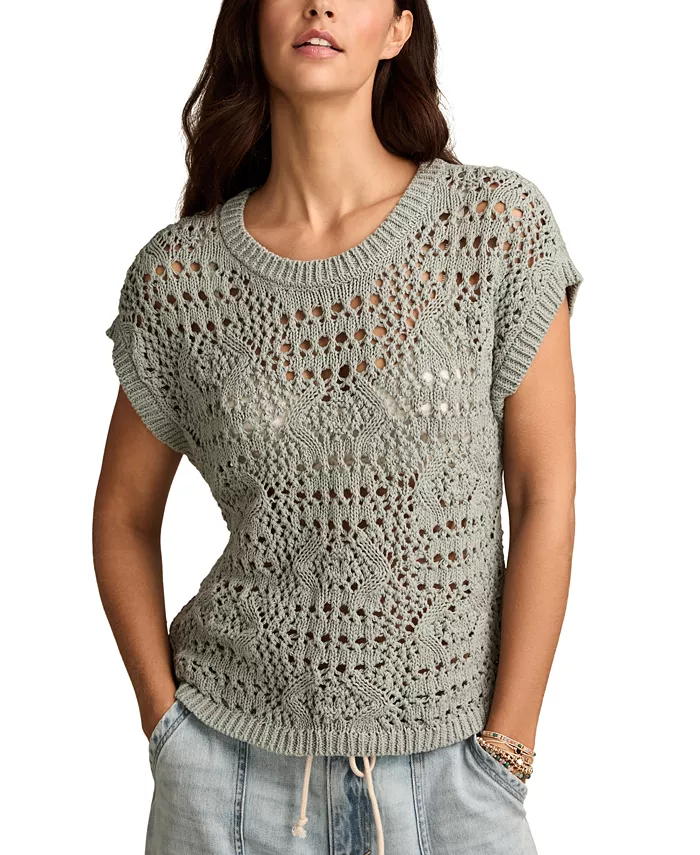 

Вязаный жилет крючком Lucky Brand, зеленый
