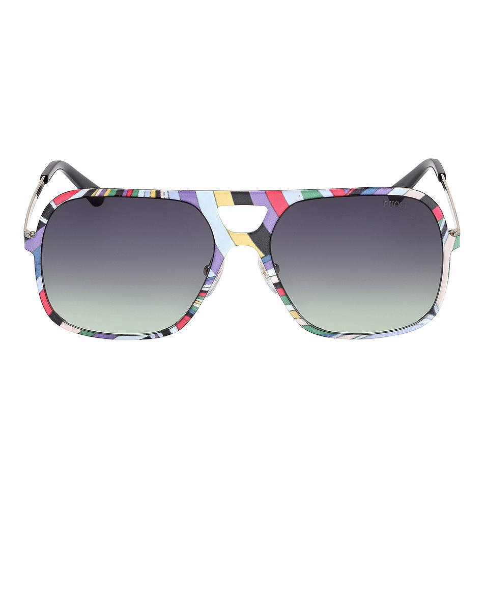 

Солнцезащитные очки Navigator Emilio Pucci, Shiny Pale Gold, Multicolor Iride Print, & Gradient Smoke Green