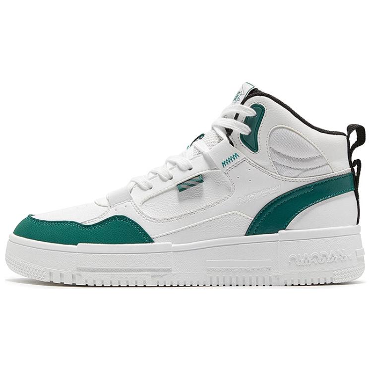 

Скользоустойчивые амортизирующие высокие кроссовки для скейтбординга мужские бело-зеленые QIAODAN, цвет Ivory White/Clover Green