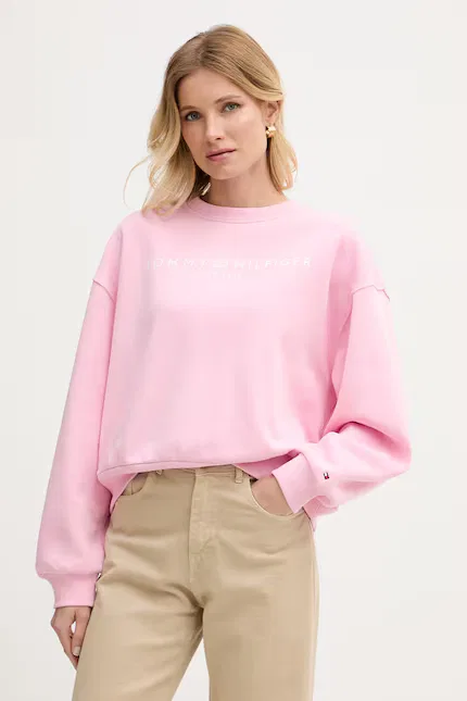 Толстовка без капюшона Relaxed fit Tommy Hilfiger, розовый