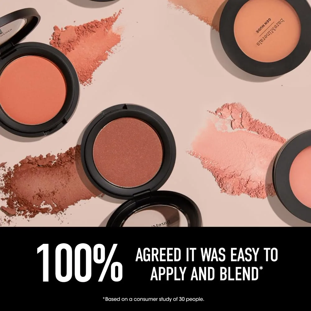 bareMinerals Gen Nude Powder Blush, минеральный прессованный румяна, стойкость на весь день, наращиваемое покрытие, матовое покрытие soft focus, без талька, веган 5.95 г (1 шт.), On the Mauve — фото 4