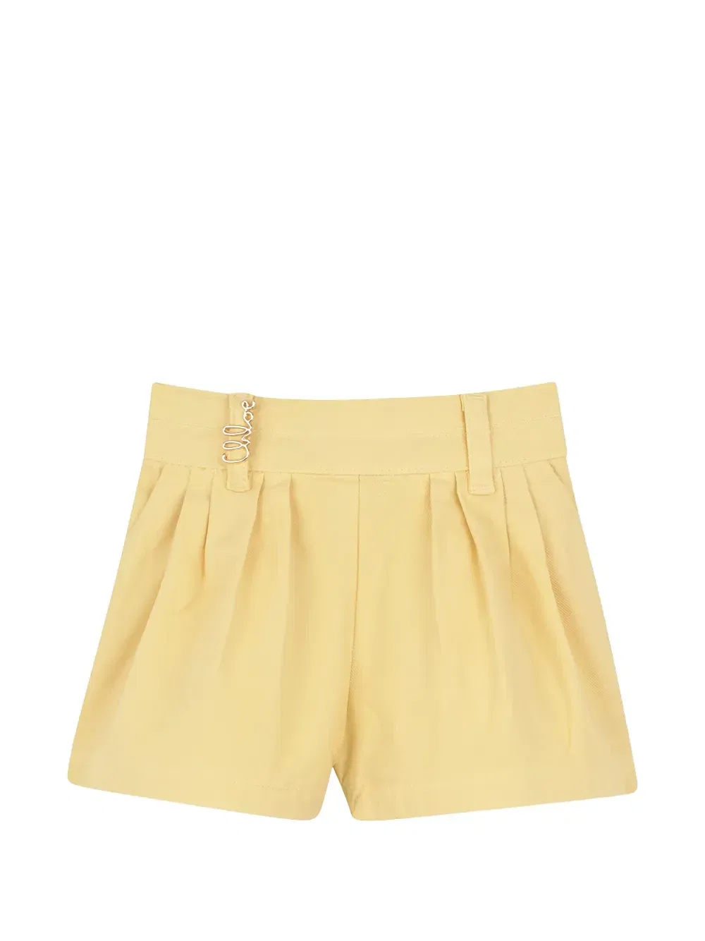 Шорты с плиссировкой и логотипом-бляшкой Chloé Kids, желтый